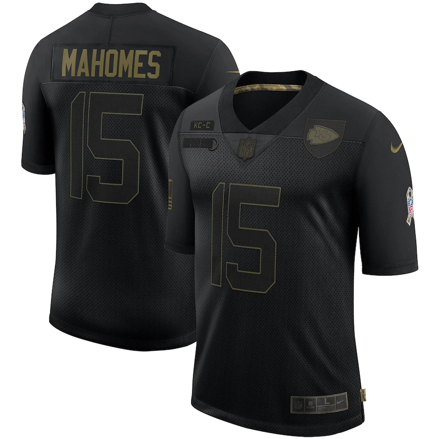 NFL Kansas City Chiefs #15 Patrick Mahomes Nike Men 2020 Salute To Service Limited Black jerseys->los angeles lakers->NBA Jersey